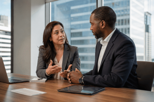 Office workers are discussing why health insurance wellness programs feels generic.