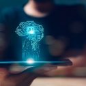 Person using technology AI for working tools